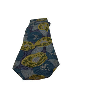 Pierre Balmain Abstract Pattern Blue Silk Tie